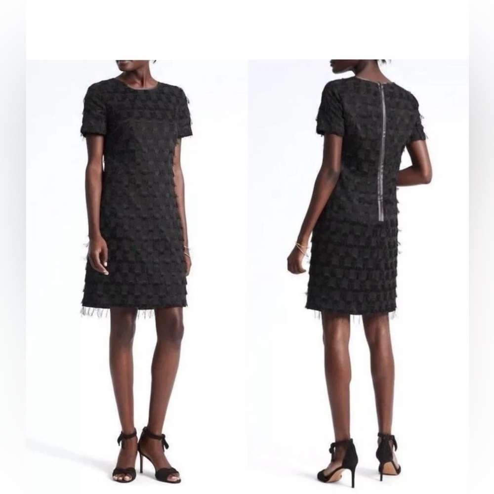 Banana Republic Highly Textured Black Mini Dress